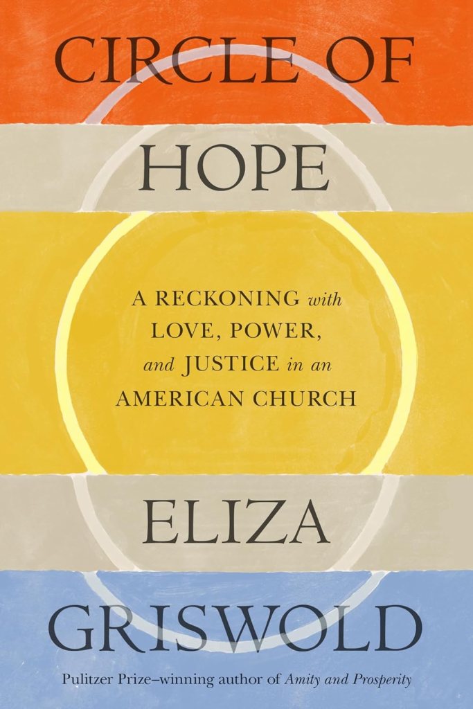 Book cover of “Circle of Hope” with partial circle outlines in five blocks of color—orange, gray (two), yellow, and blue. 